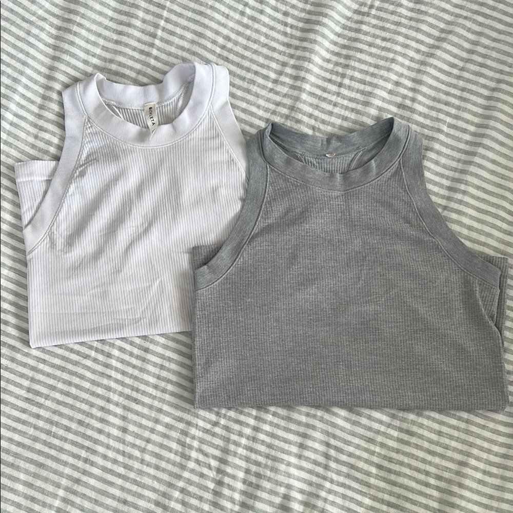 Kids Sleeveless Tops - White and Gray